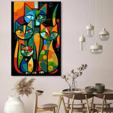 Painting by Numbers: Cat Family in Picasso Style